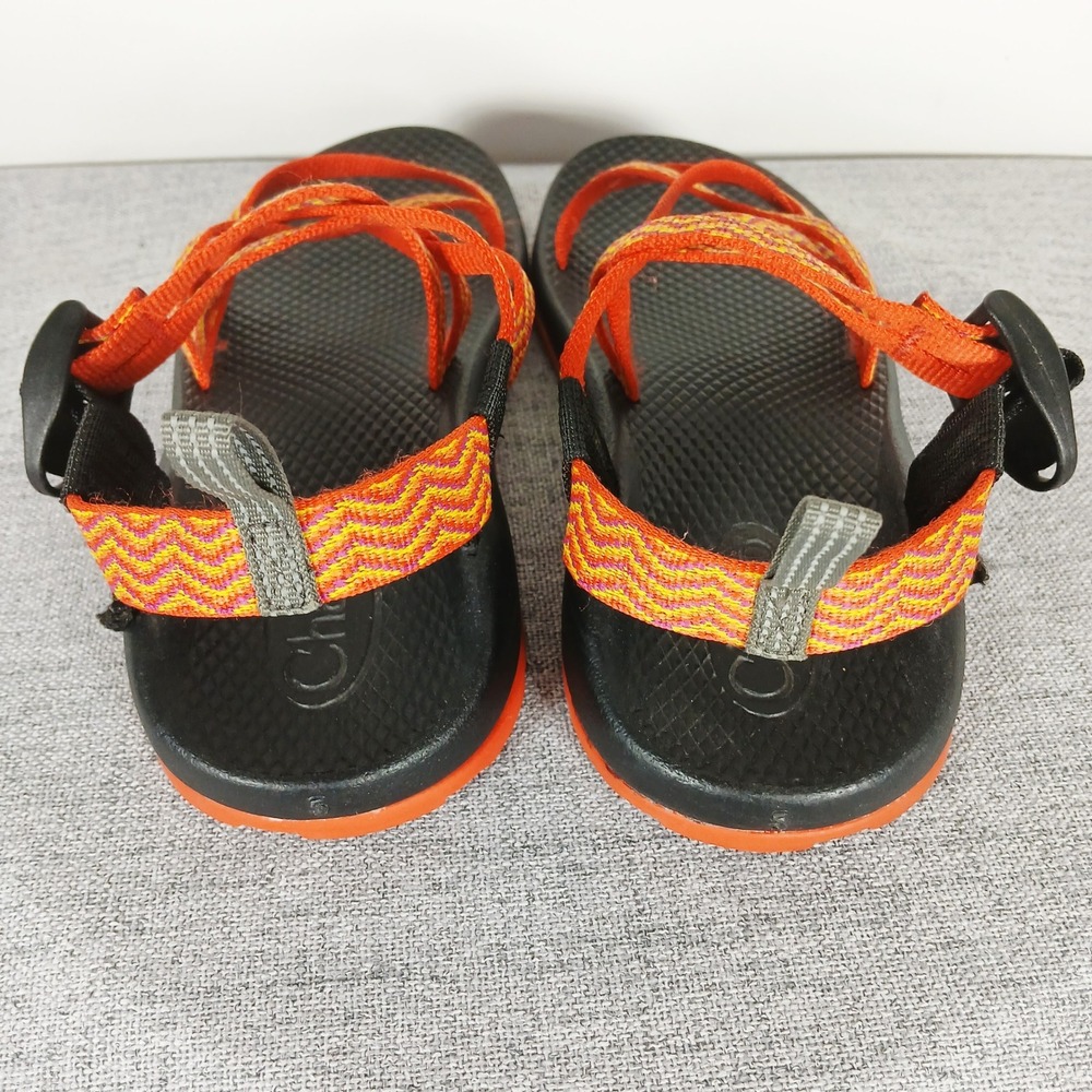 Chaco Z Cloud Womens Sandals Orange Yellow Chevron Double Strap Hiking Size 8 - Picture 12 of 13